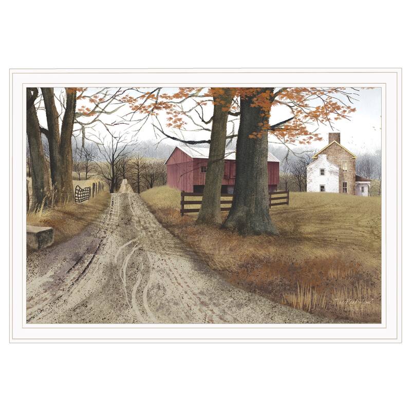 TrendyDecor4U Farmhouse "The Road Home" Framed Print Wall Art by Billy Jacobs Earthtone On